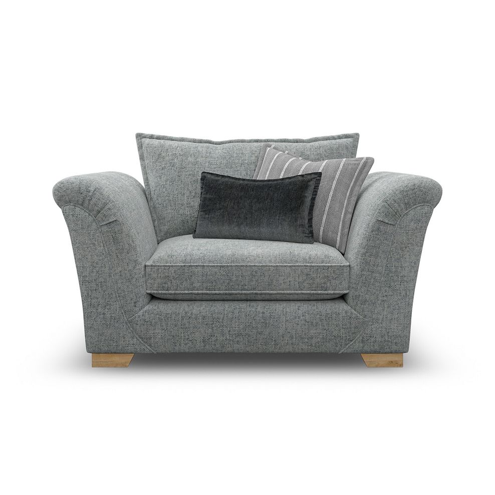 Milldale Loveseat in Milo Pewter Fabric with Grey Scatters 2