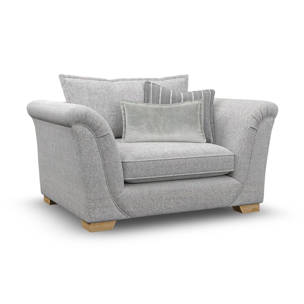 Milldale Loveseat in Milo Silver Fabric with Grey Scatters 1