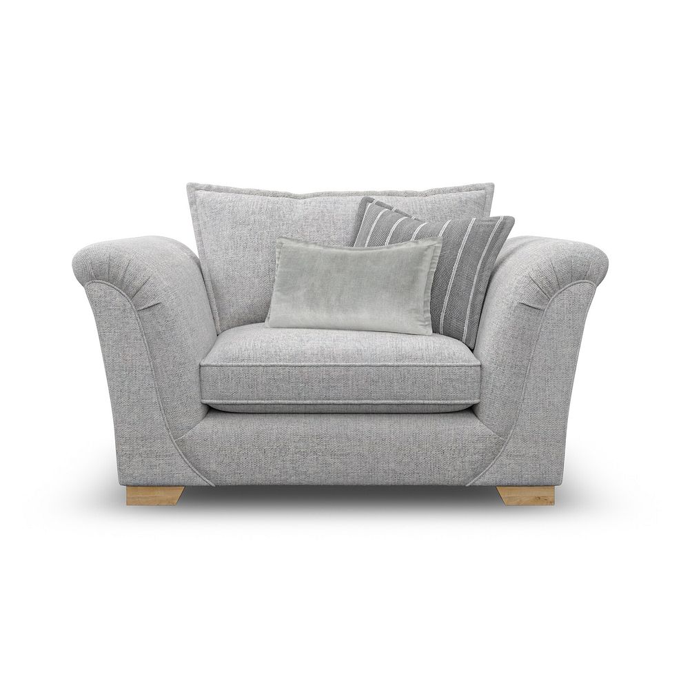 Milldale Loveseat in Milo Silver Fabric with Grey Scatters 2