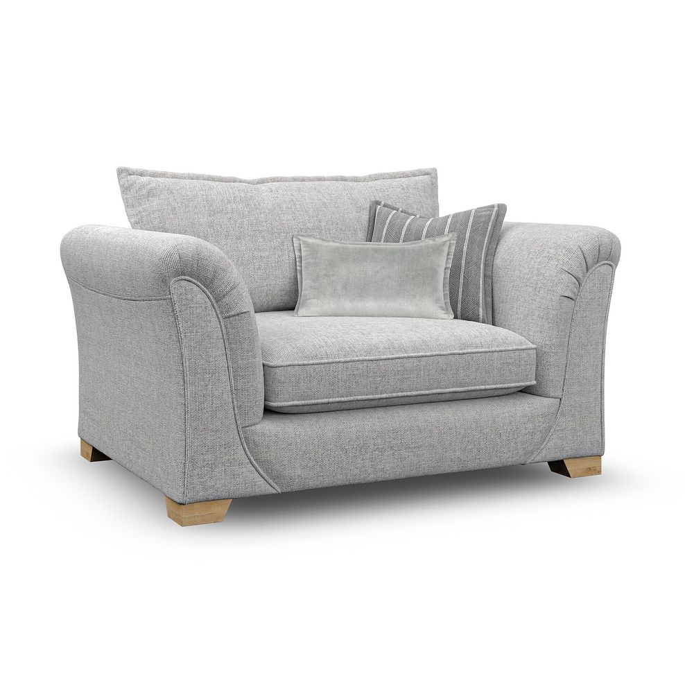 Milldale Loveseat in Milo Silver Fabric with Grey Scatters 3