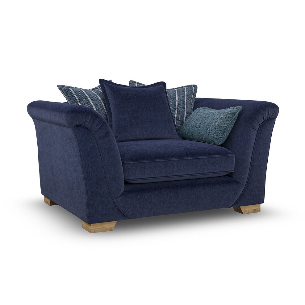 Milldale Pillow Back Loveseat in Garda Atomic Fabric with Navy Scatters 1