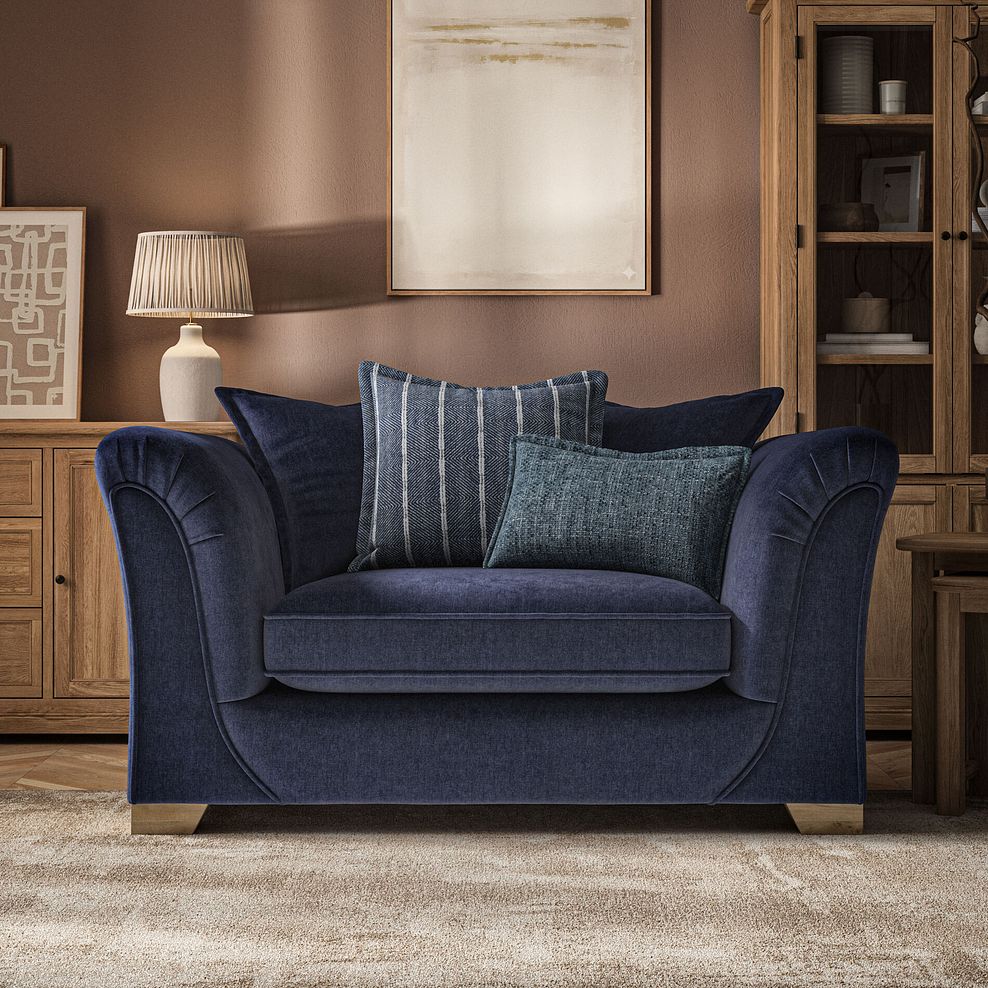 Milldale Pillow Back Loveseat in Garda Atomic Fabric with Navy Scatters 2