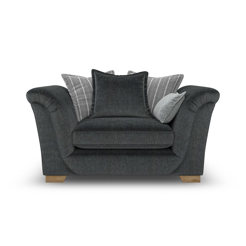 Milldale Pillow Back Loveseat in Garda Carbon Fabric with Grey Scatters 2