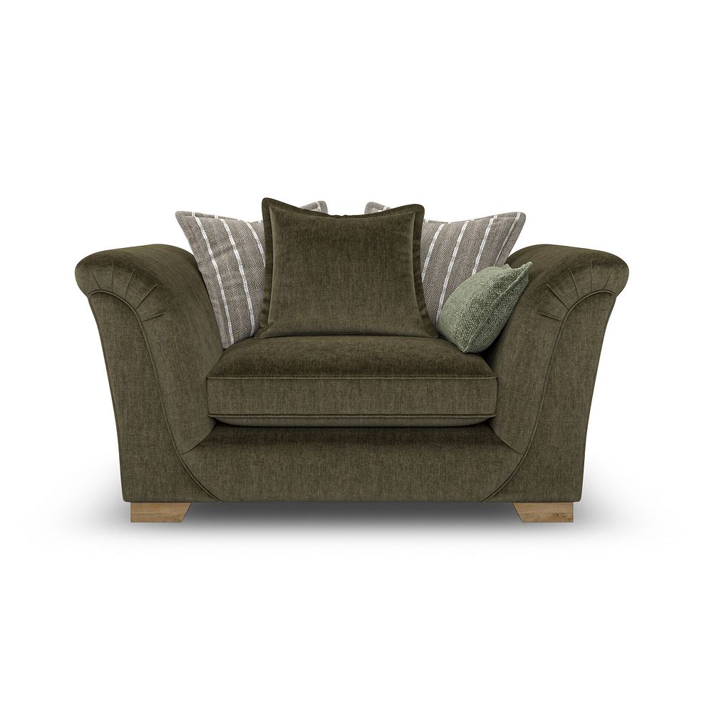 Milldale Pillow Back Loveseat in Garda Seaweed Fabric with Earth Scatters 2