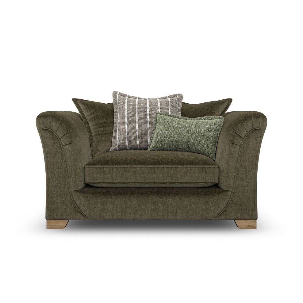 Milldale Pillow Back Loveseat in Garda Seaweed Fabric with Earth Scatters 4