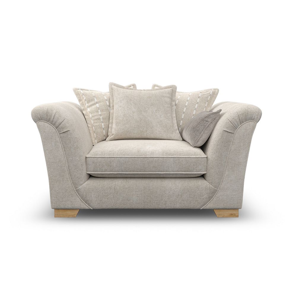 Milldale Pillow Back Loveseat in Milo Cream Fabric with Linen Scatters 2
