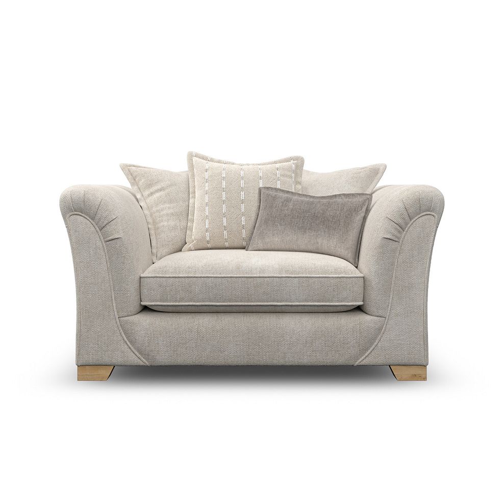Milldale Pillow Back Loveseat in Milo Cream Fabric with Linen Scatters 3