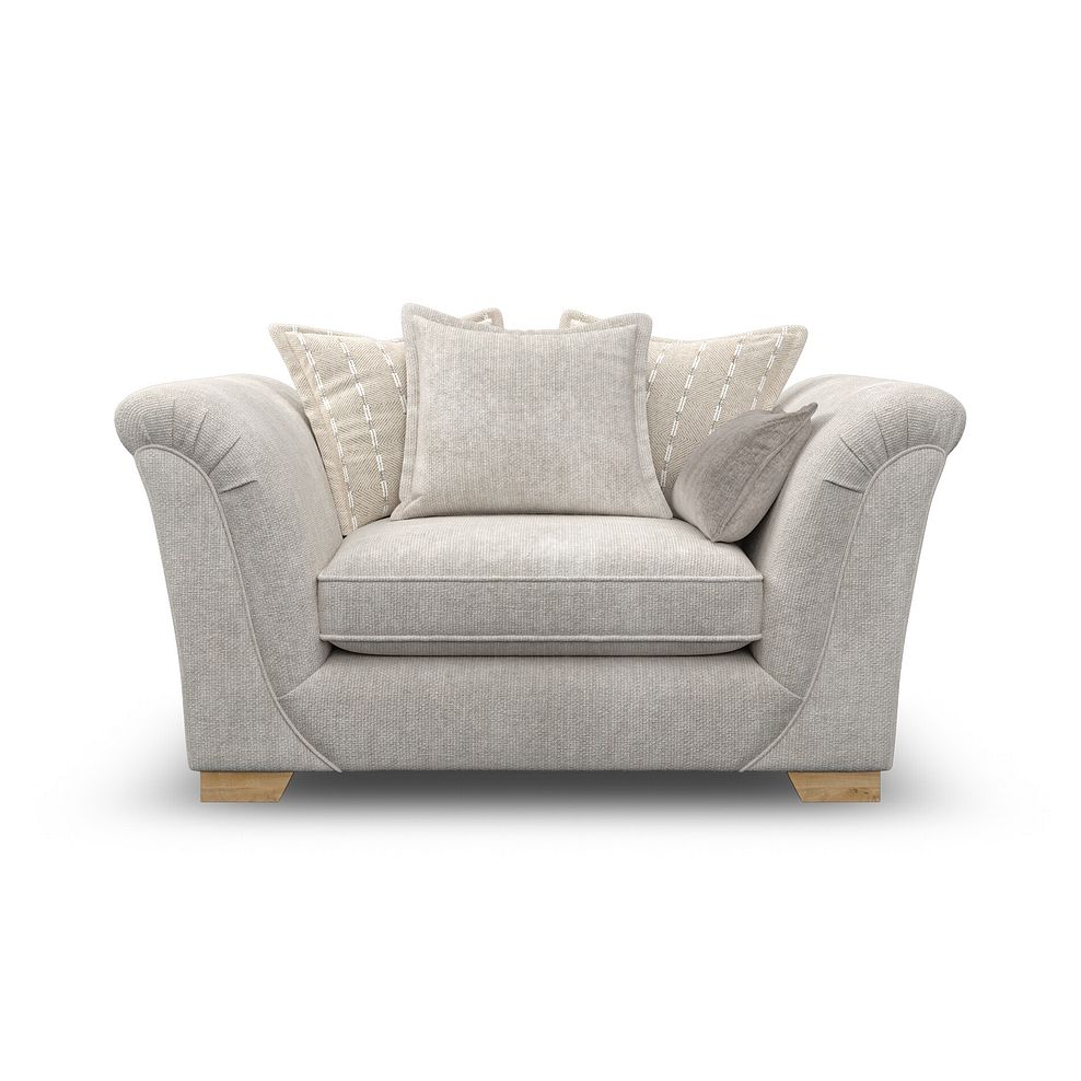 Milldale Pillow Back Loveseat in  Milo Ivory Fabric with Linen Scatters 2