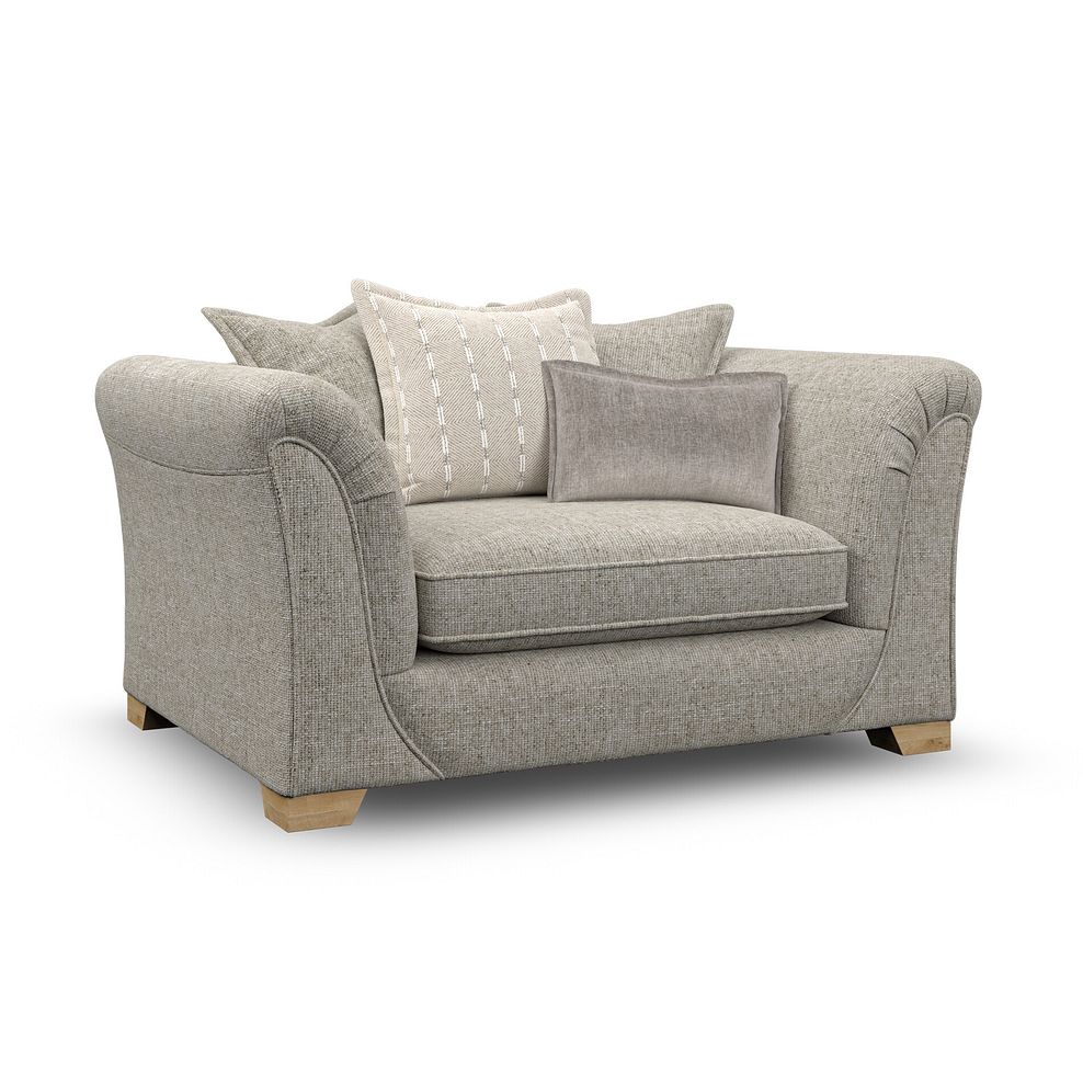 Milldale Pillow Back Loveseat in Milo Mink Fabric with Linen Scatters 3