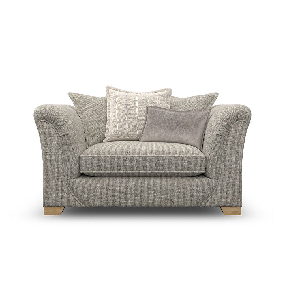 Milldale Pillow Back Loveseat in Milo Mink Fabric with Linen Scatters 4