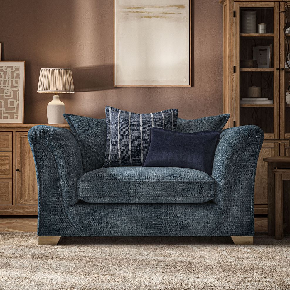 Milldale Pillow Back Loveseat in  Milo Navy Fabric with Navy Scatters 2