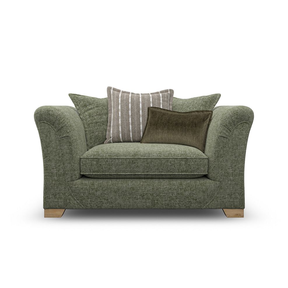 Milldale Pillow Back Loveseat in Milo Olive Fabric with Earth Scatters 4