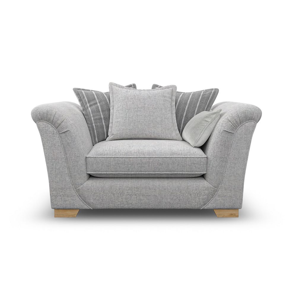 Milldale Pillow Back Loveseat in Milo Silver Fabric with Grey Scatters 2