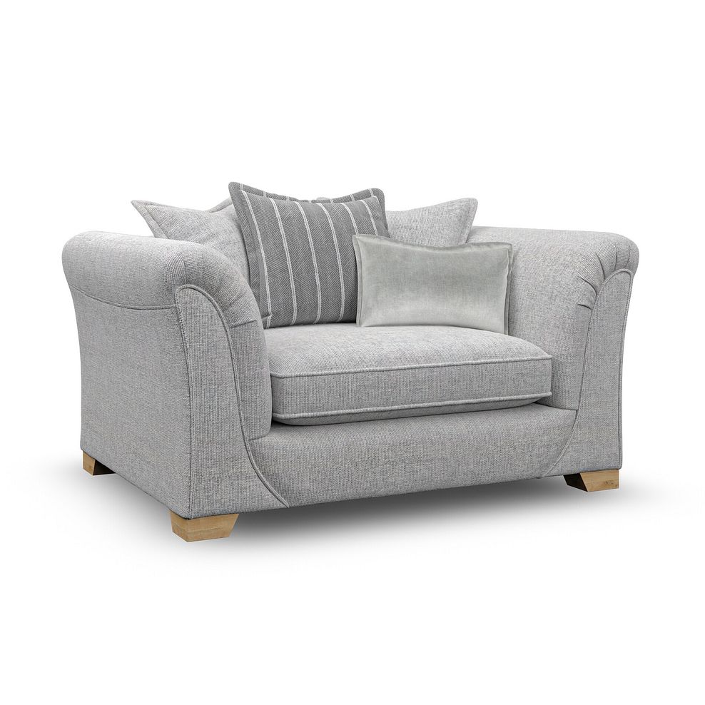 Milldale Pillow Back Loveseat in Milo Silver Fabric with Grey Scatters 3