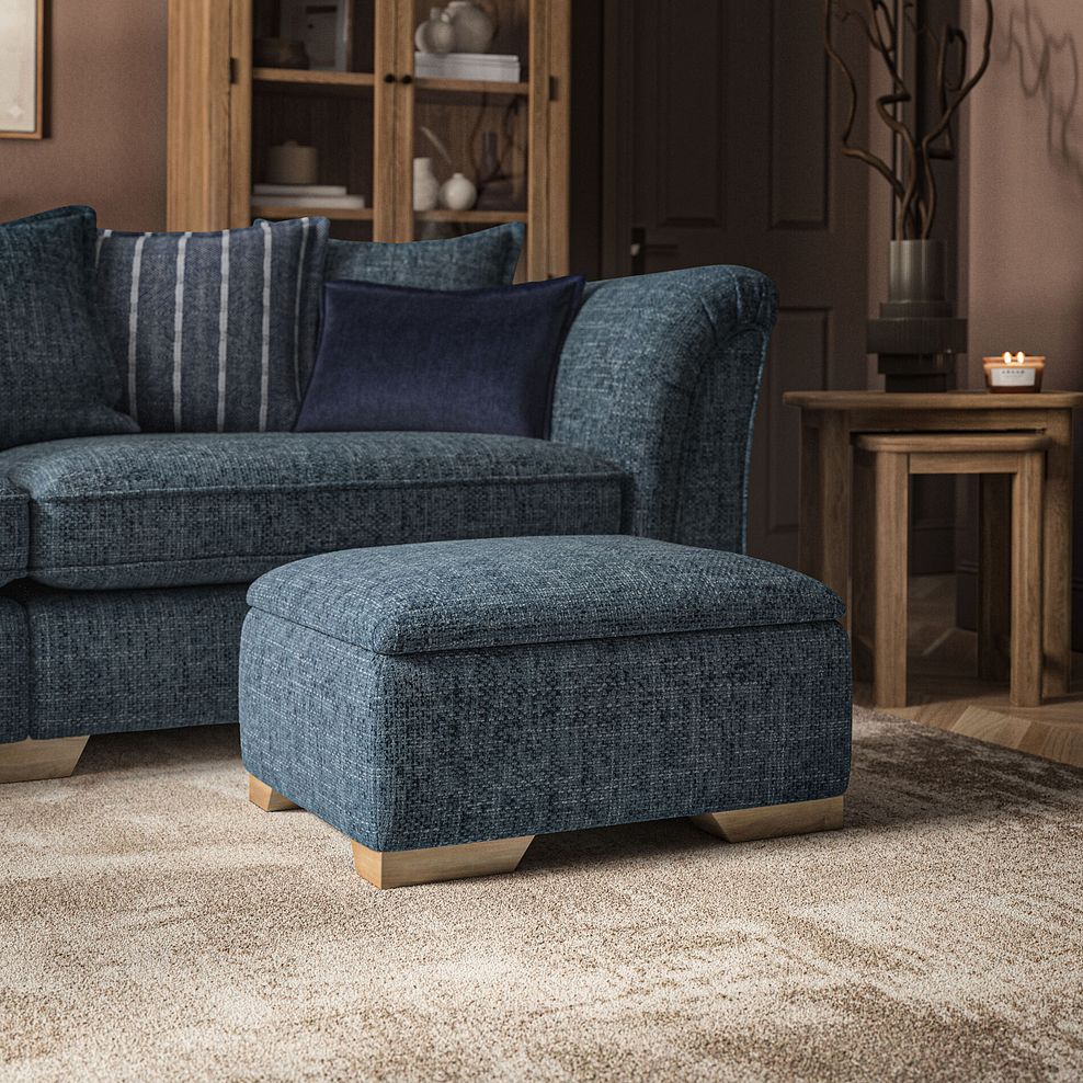 Milldale Storage Footstool in Milo Navy Fabric 1