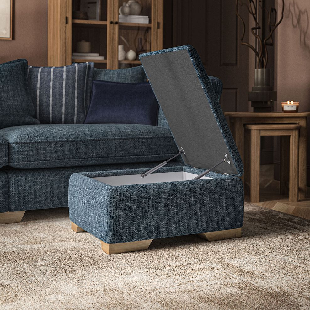 Milldale Storage Footstool in Milo Navy Fabric 2