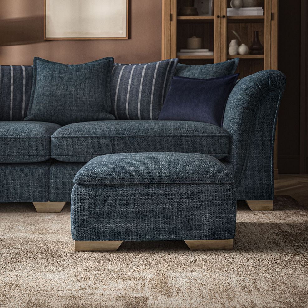Milldale Storage Footstool in Milo Navy Fabric 3
