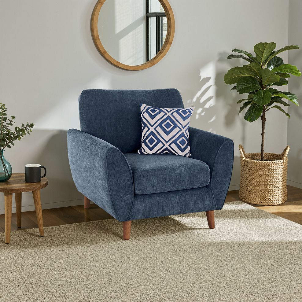 Milner Armchair in Denim Fabric 1
