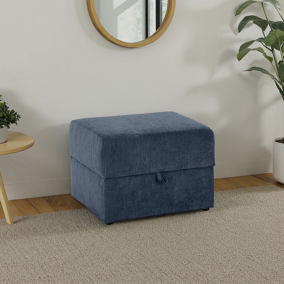 Milner Storage Footstool in Denim Fabric 1