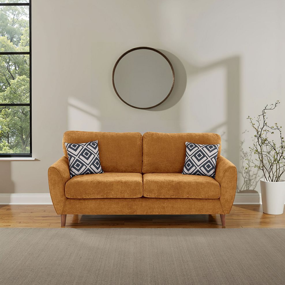 Milner 3 Seater Sofa in Mustard Fabric 1