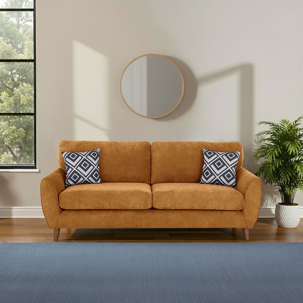 Milner 4 Seater Sofa in Mustard Fabric 1