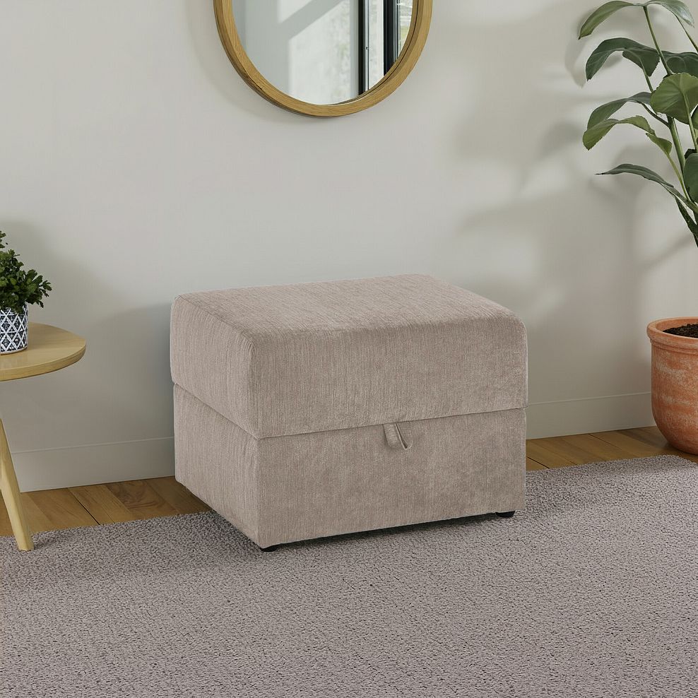 Milner Storage Footstool in Stone Fabric 1