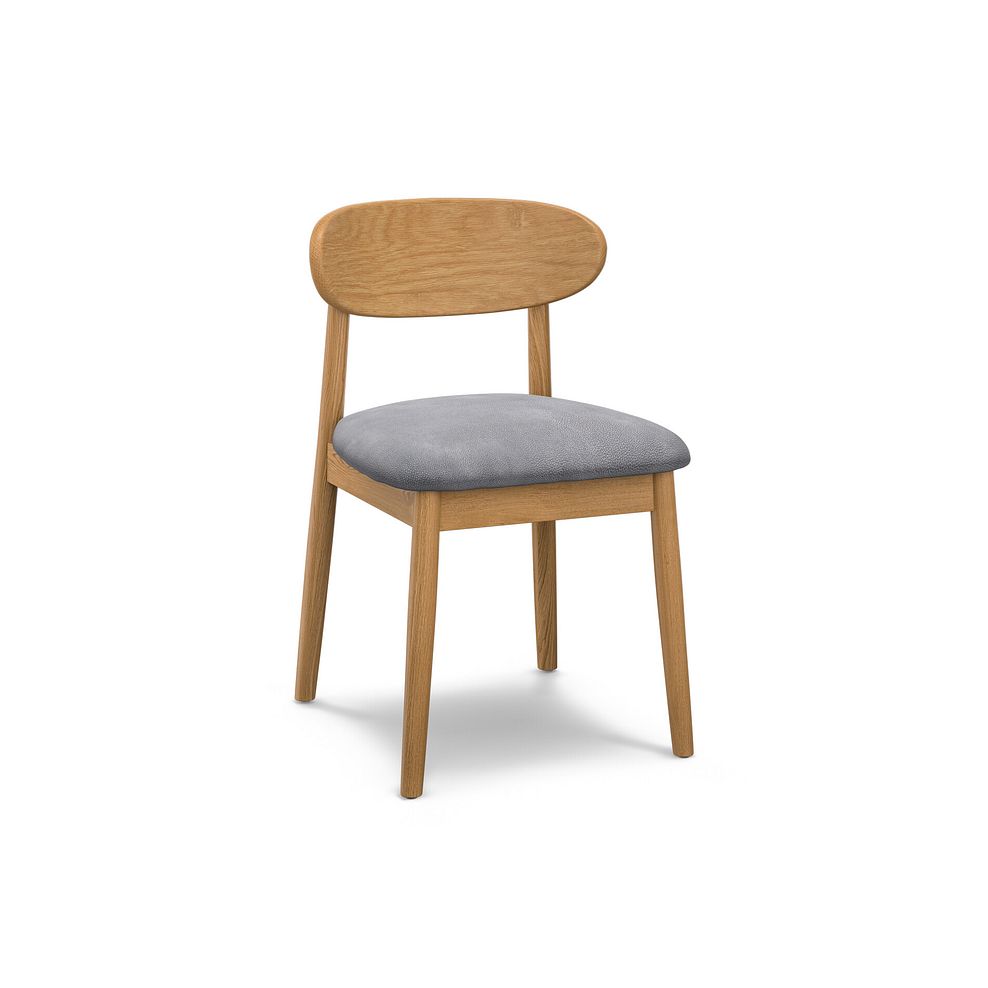 Modern Natural Oak Chair with Dappled Silver Fabric Seat 1