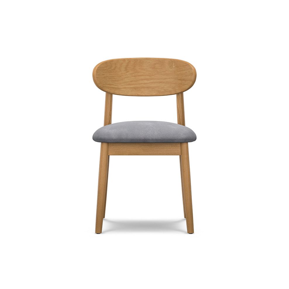 Modern Natural Oak Chair with Dappled Silver Fabric Seat 2