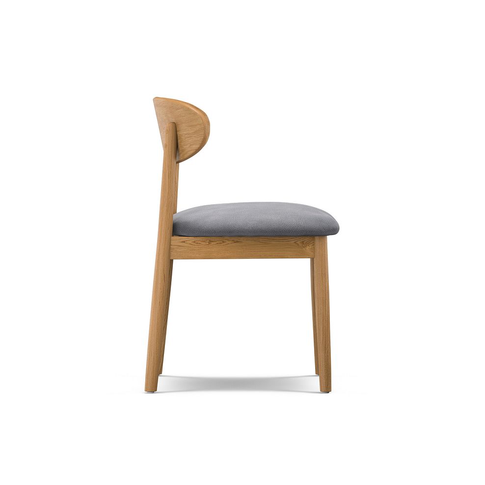 Modern Natural Oak Chair with Dappled Silver Fabric Seat 3