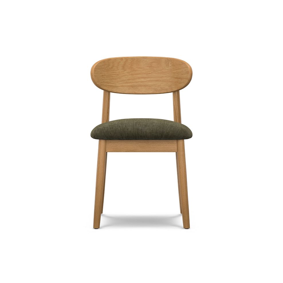 Modern Natural Oak Chair with Verona Green Fabric Seat 2