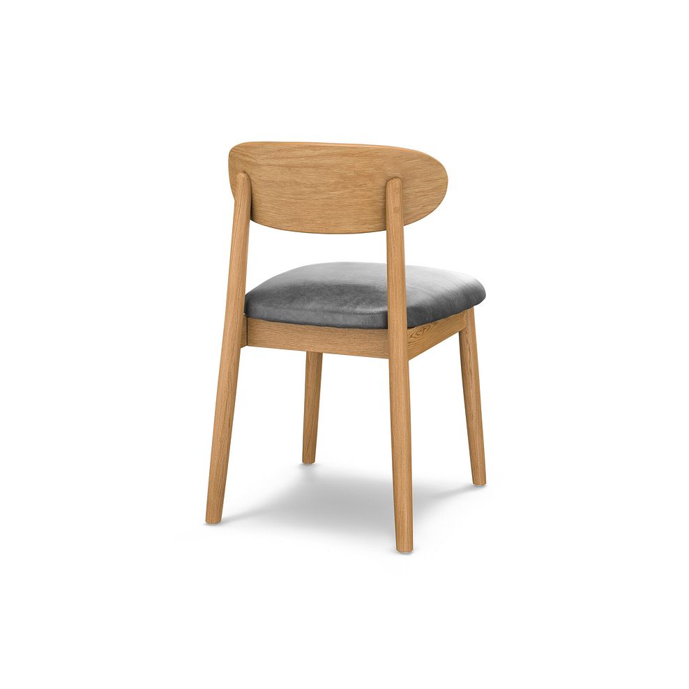 Modern Natural Oak Chair with Vintage Black Leather Look Seat 4