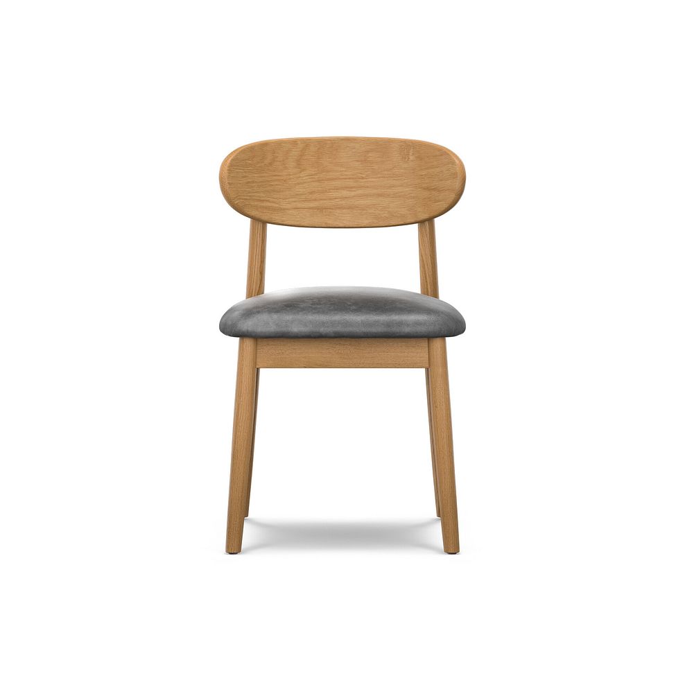 Modern Natural Oak Chair with Vintage Black Leather Look Seat 2