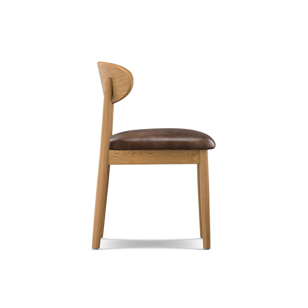 Modern Natural Oak Chair with Vintage Brown Leather Look Seat 3