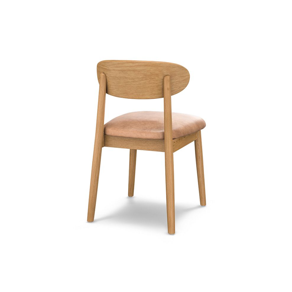 Modern Natural Oak Chair with Vintage Tan Leather Look Seat 4
