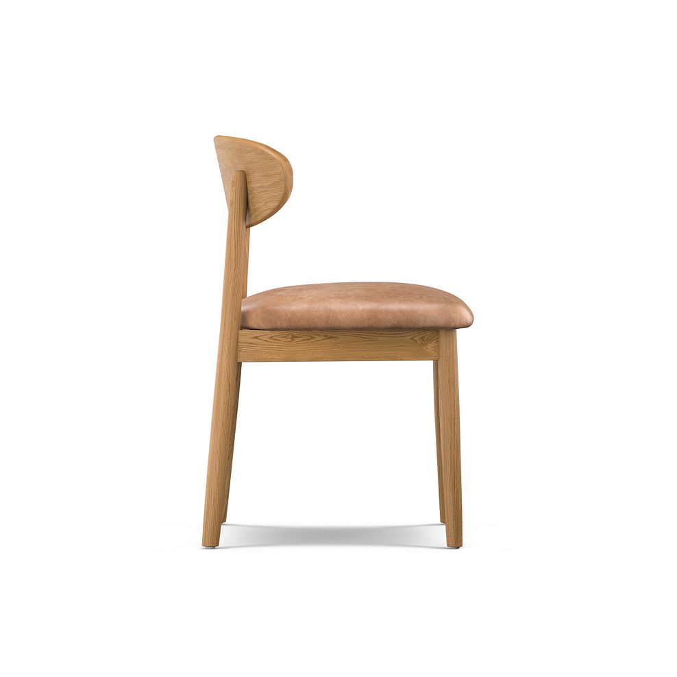 Modern Natural Oak Chair with Vintage Tan Leather Look Seat 3