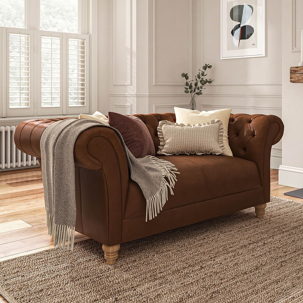 Montgomery 2 Seater Sofa in Chestnut Brown Leather 1