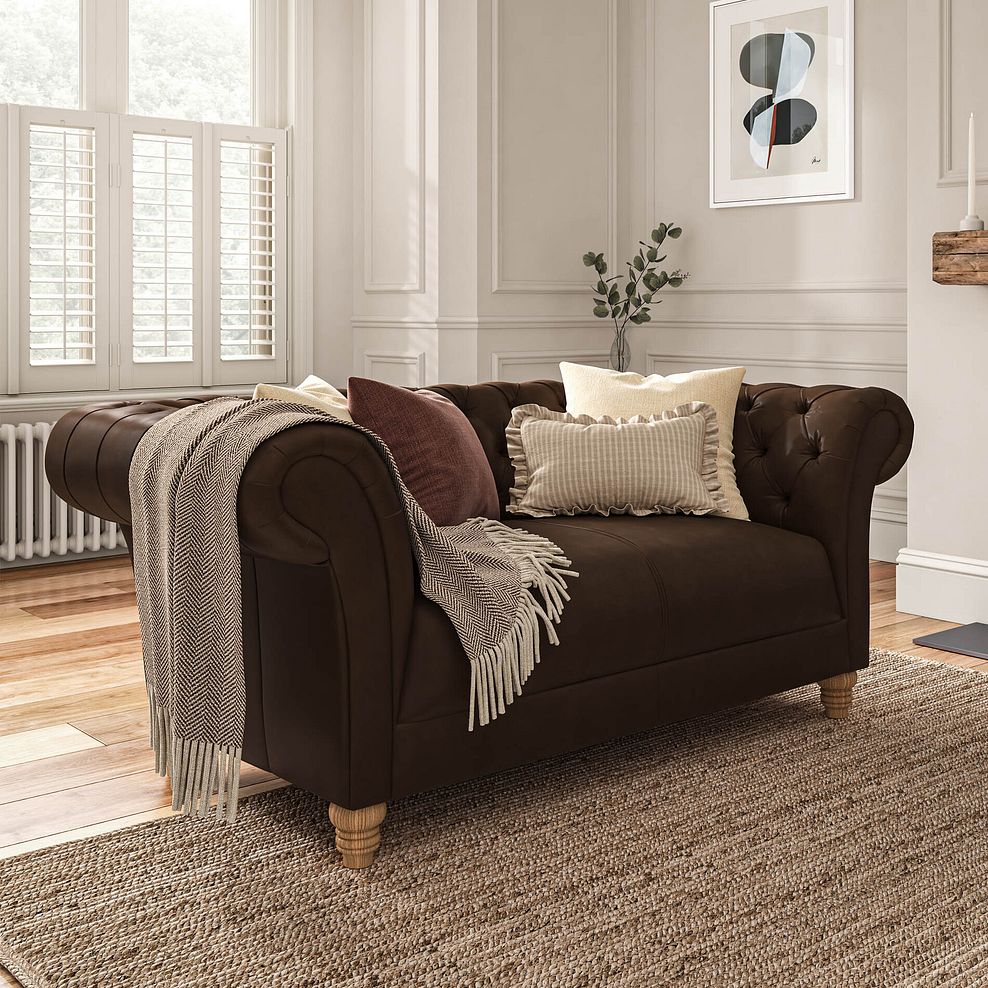 Montgomery 2 Seater Sofa in Dark Brown Leather 1