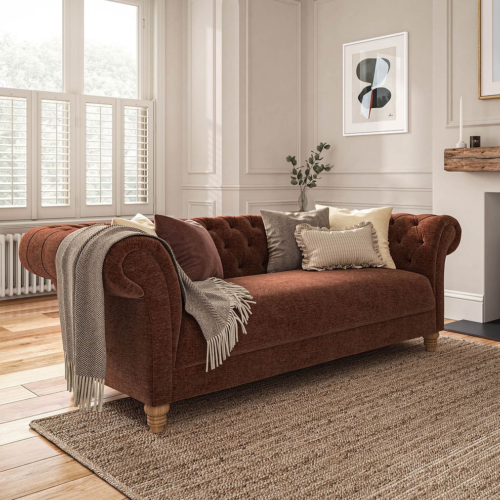 Montgomery 3 Seater Sofa in Arlan Copperwood Fabric 1