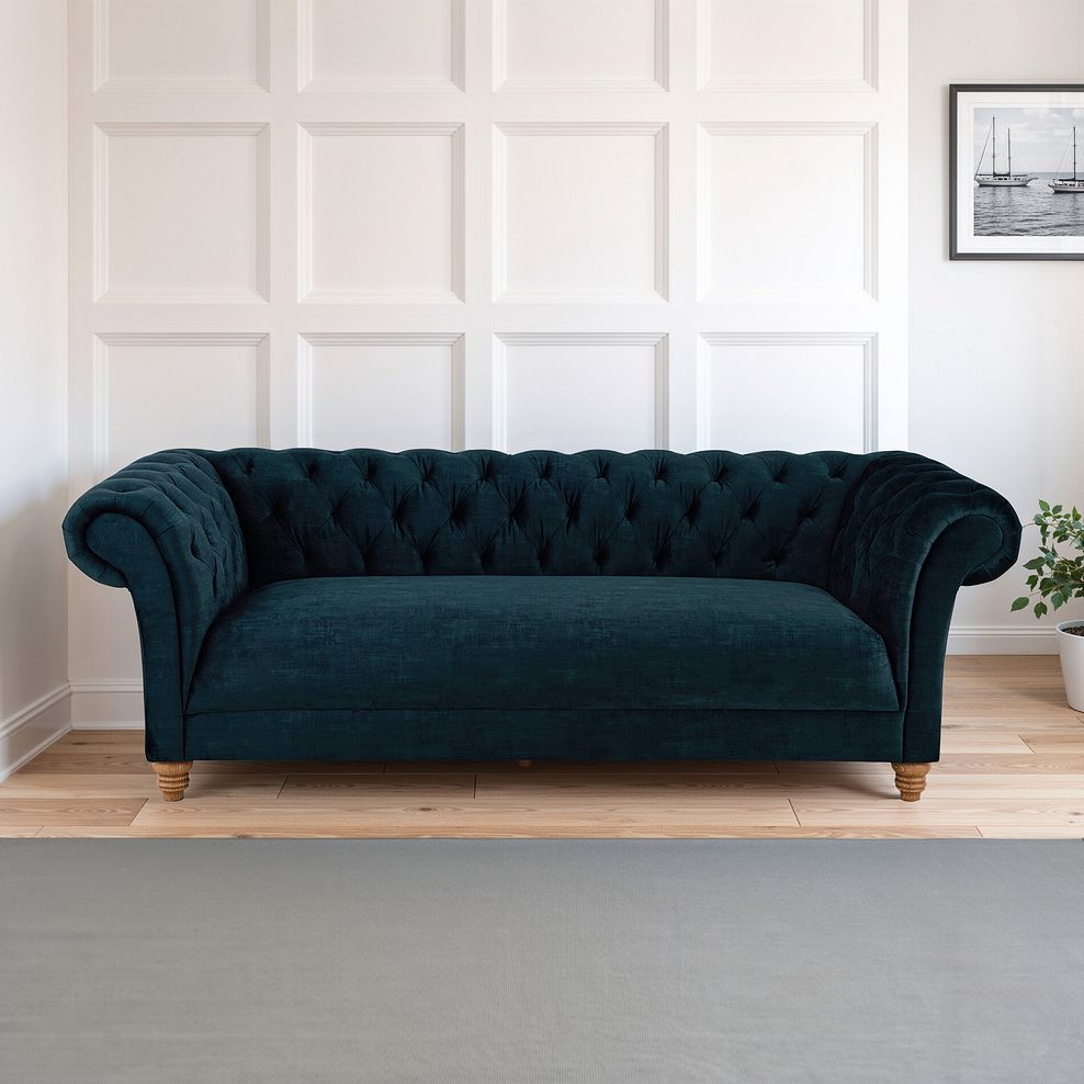 Montgomery 3 Seater Sofa in Airforce Velvet 1