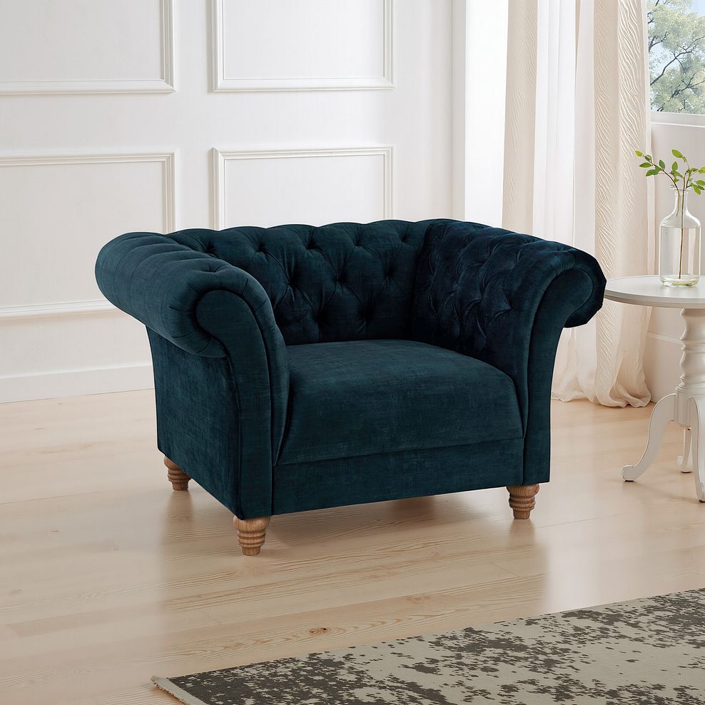 Montgomery Armchair in Airforce Velvet 1