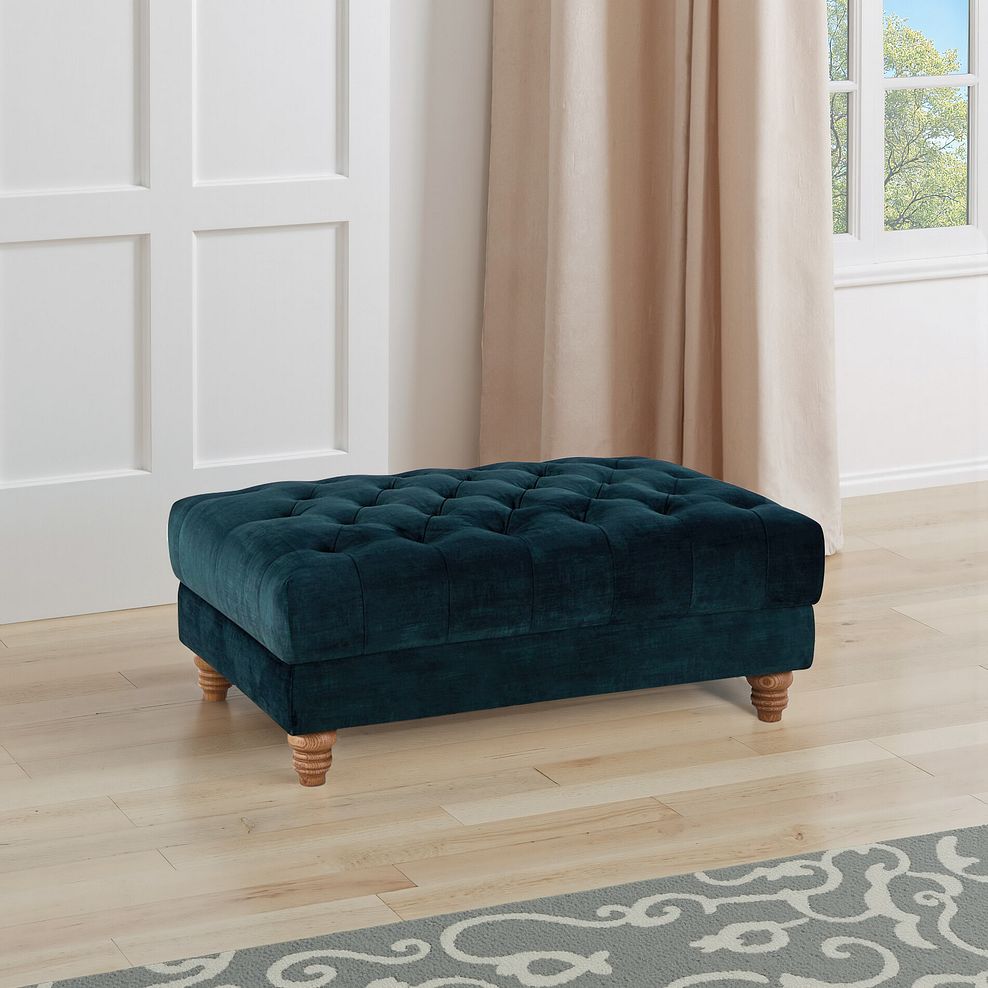 Montgomery Footstool in Airforce Velvet 1