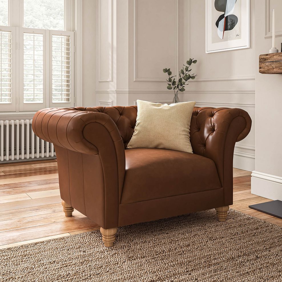 Montgomery Armchair in Chestnut Brown Leather 1