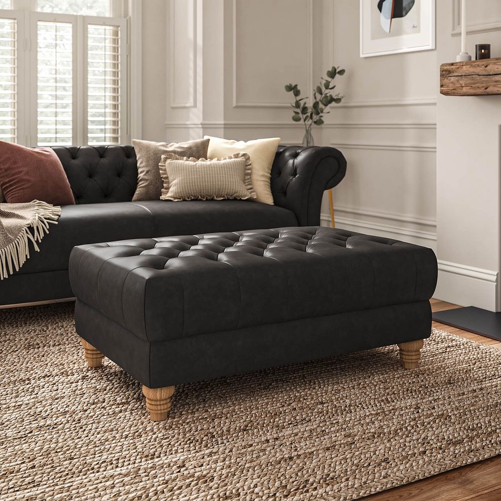 Montgomery Footstool in Ash Leather 1