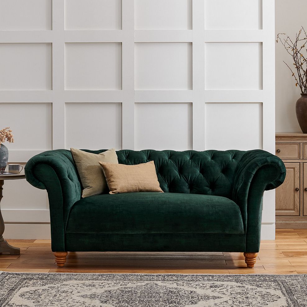 Montgomery 2 Seater Sofa in Bottle Green Velvet 1