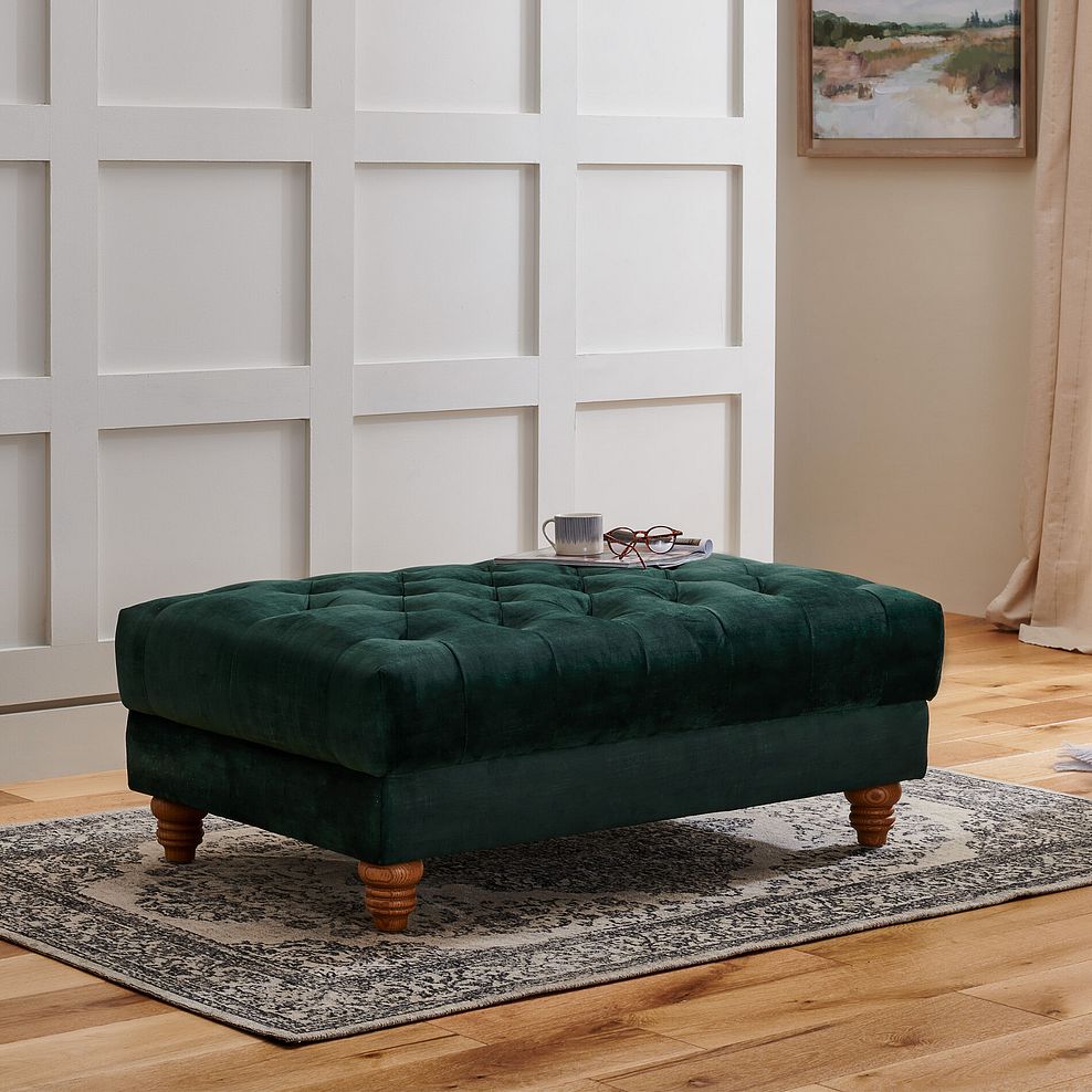 Montgomery Footstool in Bottle Green Velvet 1