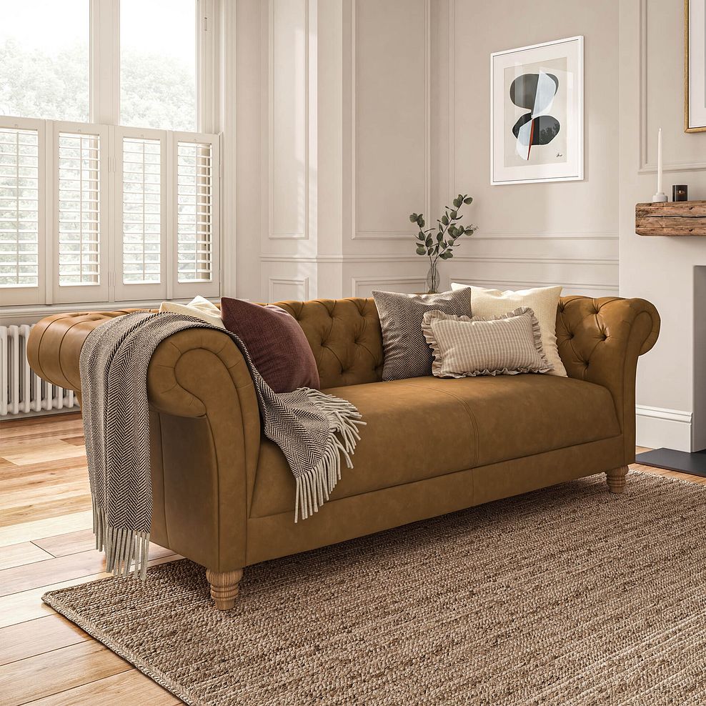 Montgomery 3 Seater Sofa in Brown Leather 1