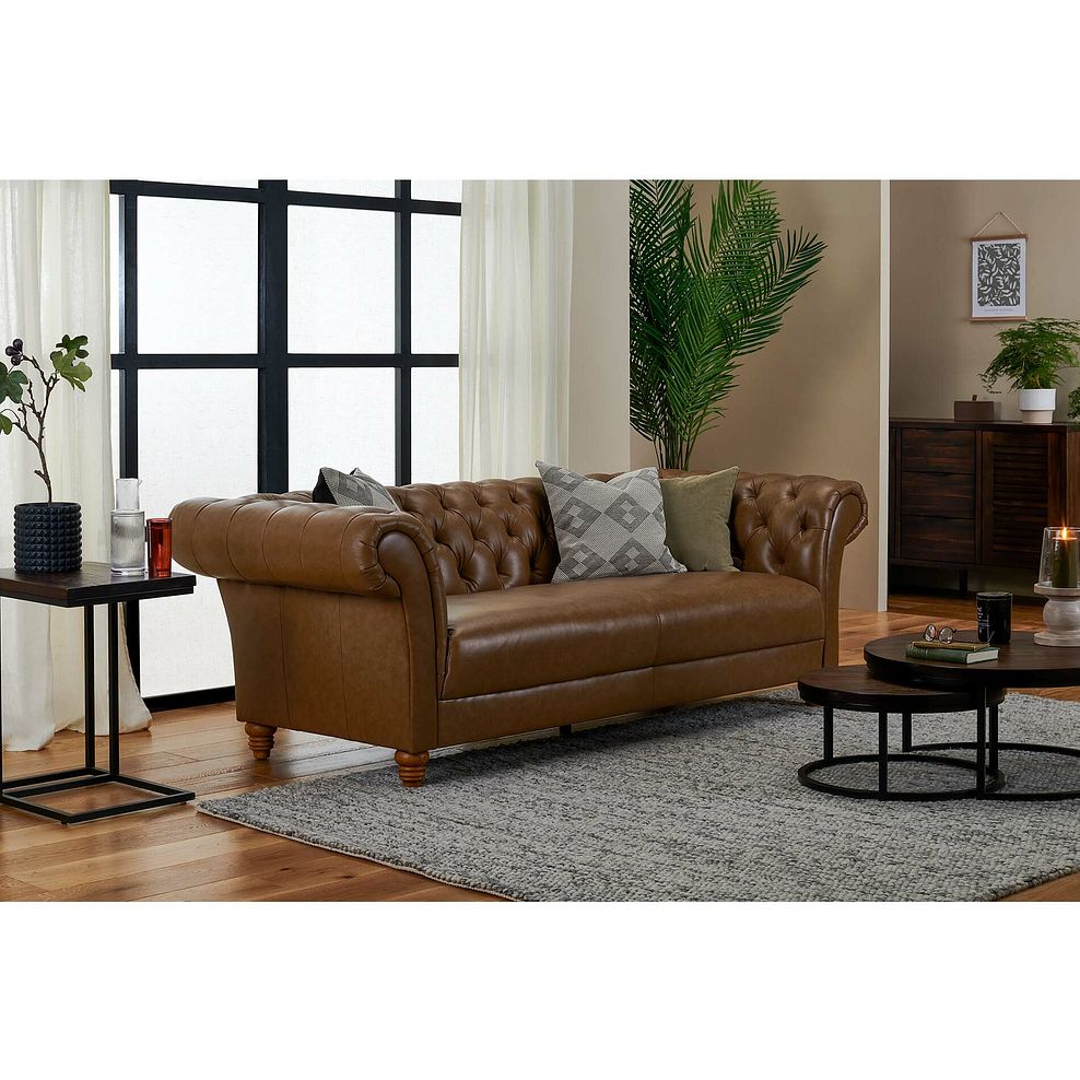 Montgomery 3 Seater Sofa in Camel Leather 2