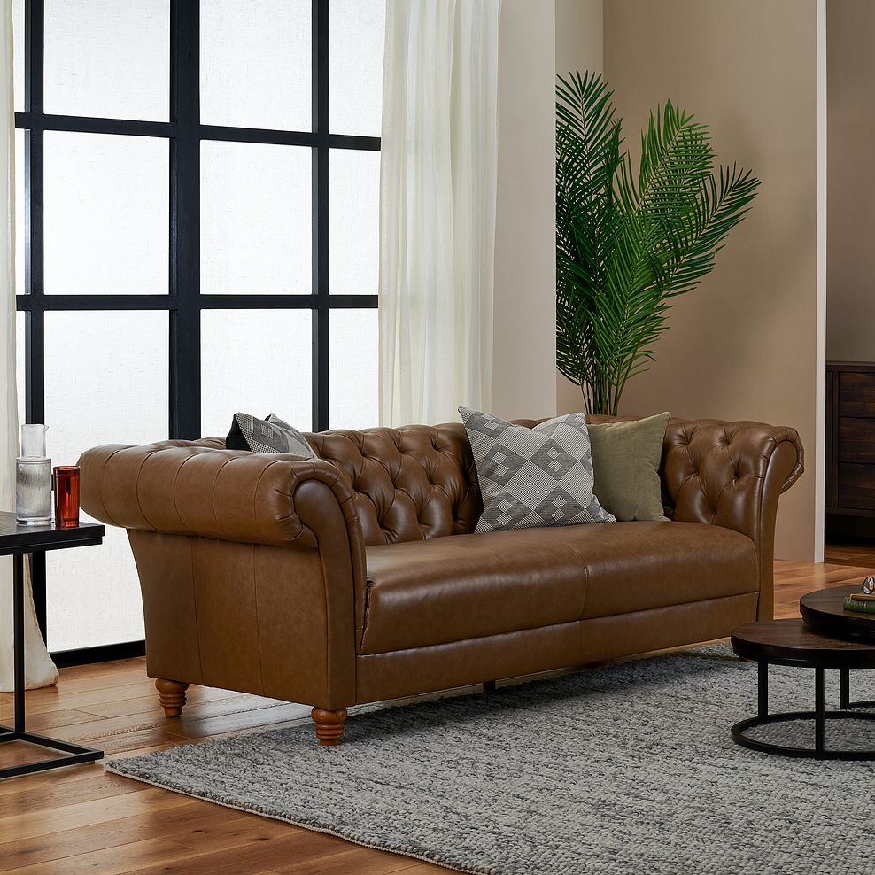 Montgomery 3 Seater Sofa in Camel Leather 2