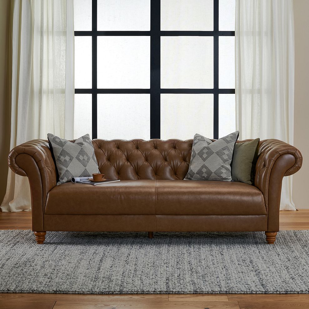 Montgomery 3 Seater Sofa in Camel Leather 1