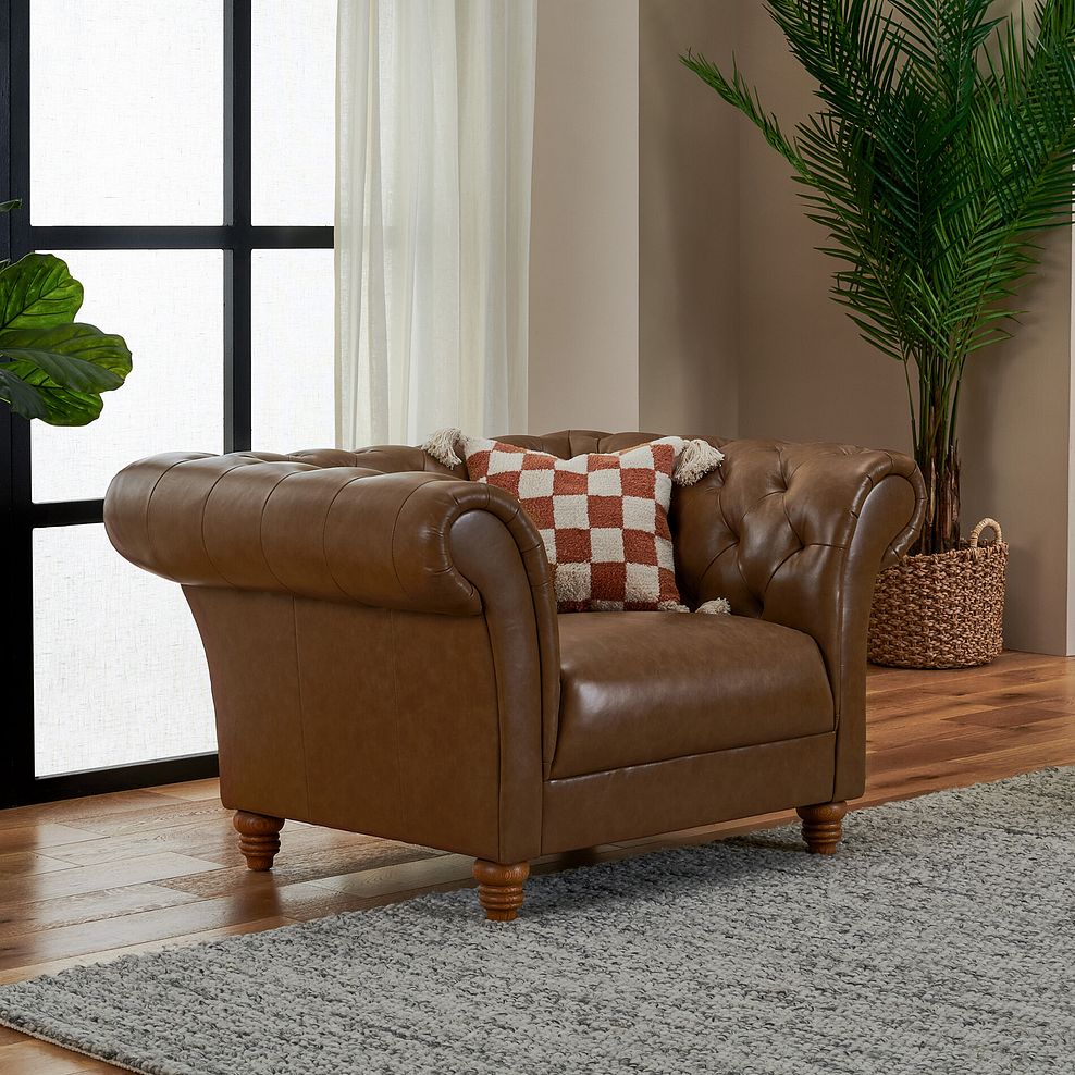 Montgomery Armchair in Camel Leather 2